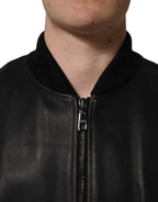 Black Leather Full Zip Men Biker Jacket