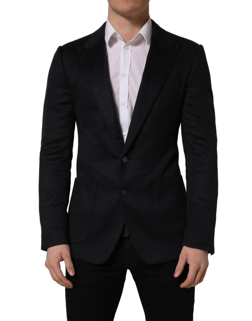 Blue Cashmere Single Breasted Blazer Jacket