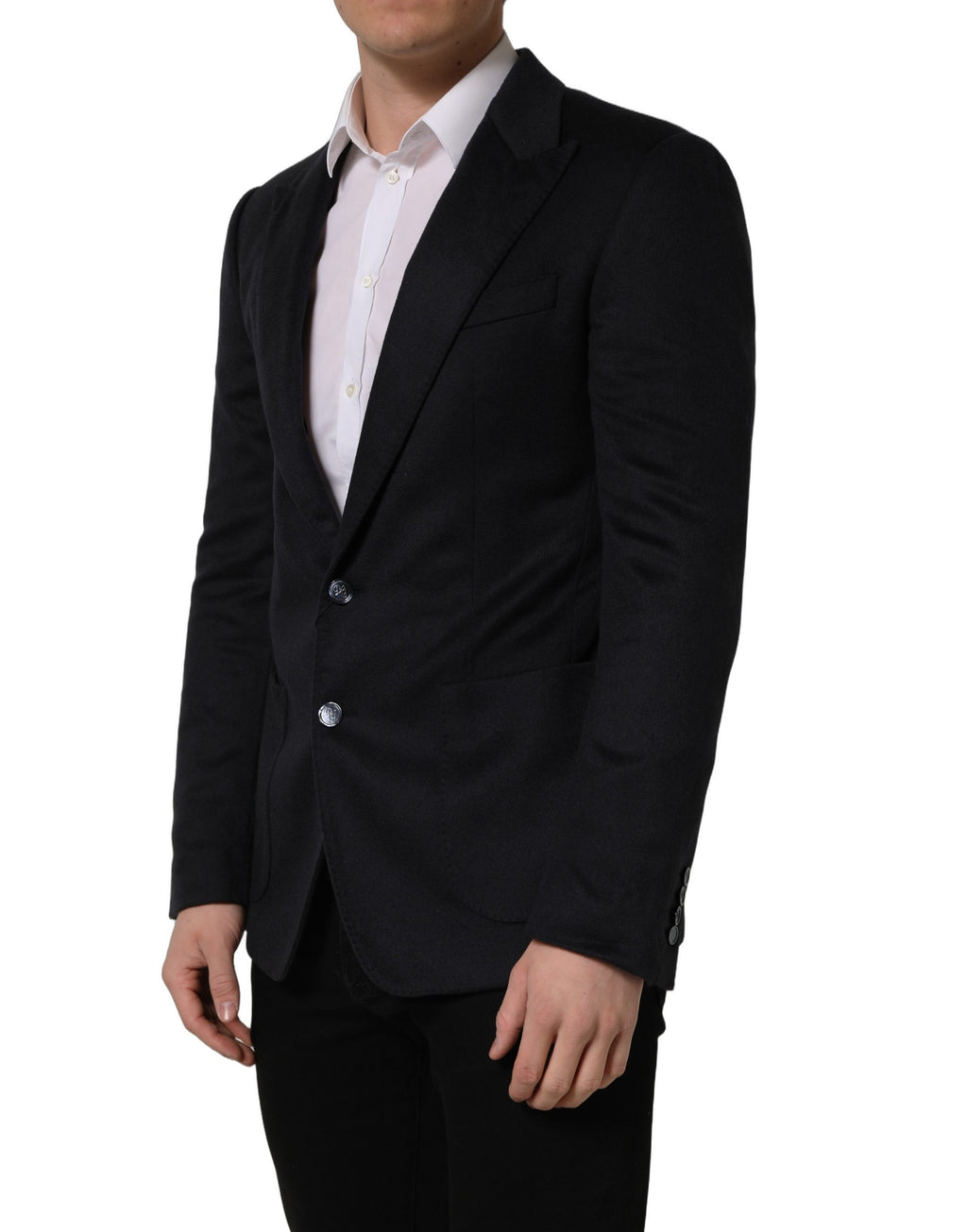 Blue Cashmere Single Breasted Blazer Jacket