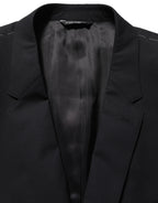 Black Wool Single Breasted Blazer Jacket