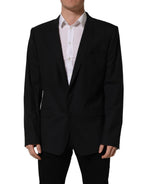 Black Wool Single Breasted Blazer Jacket