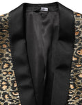 Gold Leopard Single Breasted Men Coat Jacket