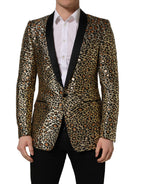 Gold Leopard Single Breasted Men Coat Jacket