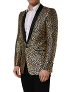Gold Leopard Single Breasted Men Coat Jacket