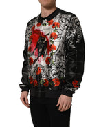 Multicolor Majolica Bull Print Bomber Jacket