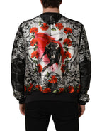 Multicolor Majolica Bull Print Bomber Jacket