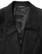 Black Wool Single Breasted Blazer Jacket