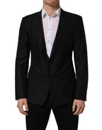 Black Wool Single Breasted Blazer Jacket