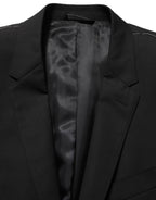 Black Wool Single Breasted Blazer Jacket