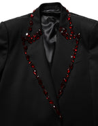 Black Crystal Embellished Coat Blazer Jacket