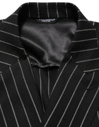Black Stripes Wool Double Breasted Jacket
