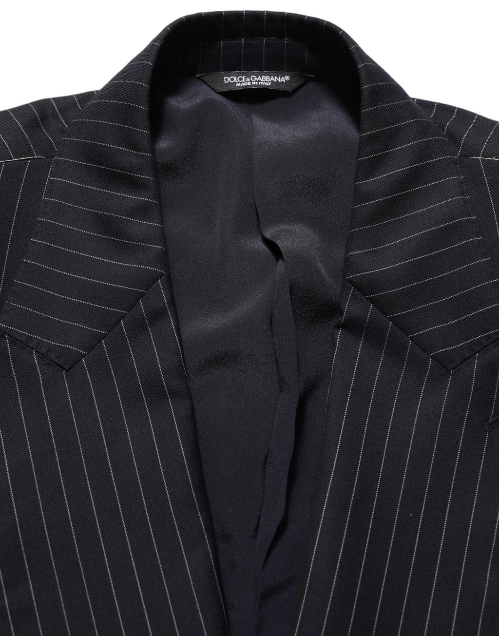 Black Stripes Wool Double Breasted Jacket