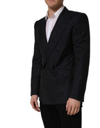 Black Stripes Wool Double Breasted Jacket