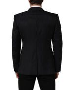 Black Stripes Wool Double Breasted Jacket