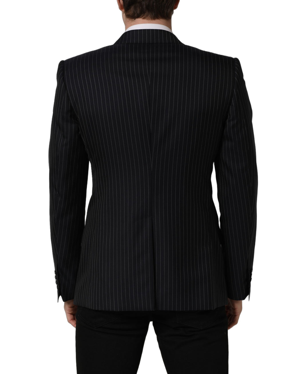 Dark Gray Stripes Wool Double Breasted Jacket