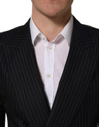 Black Stripes Wool Double Breasted Jacket