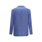 Blue Linen Full-Length Jacket