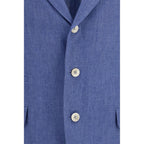 Blue Linen Full-Length Jacket