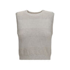 Beige Cotton Sleeveles Sweater