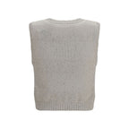 Beige Cotton Sleeveles Sweater
