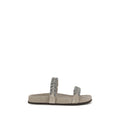Gray Calf Leather Bos Taurus Flat Sandals