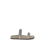 Gray Calf Leather Bos Taurus Flat Sandals
