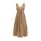 Beige Cotton Casual Dress