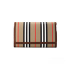 Burberry Hannah Icon Stripe Archive Tan E-Canvas Leather Wallet Crossbody Bag