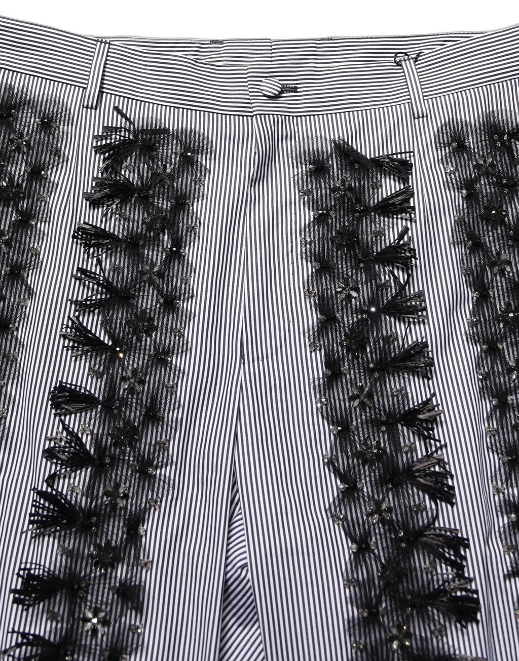 BlackGray Pinstripe Embellished Trouser Pants