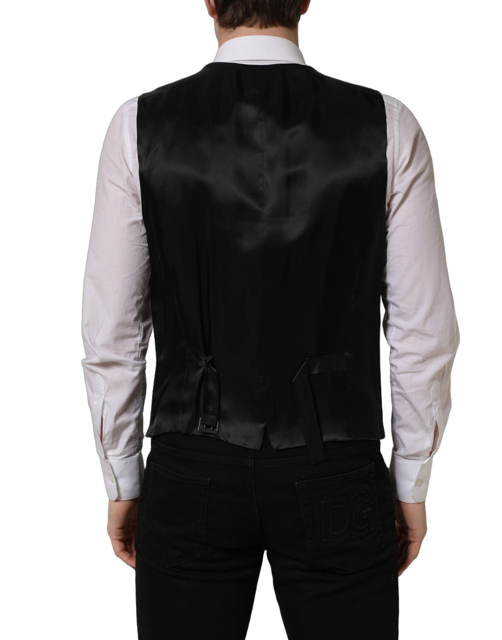 Black Wool Single Breasted Waistcoat Vest