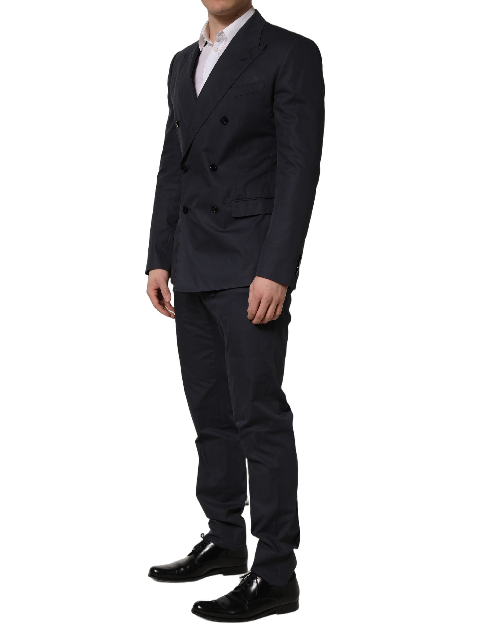 Blue Cotton Slim Fit Formal 2 Piece Men Suit