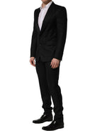 Black Wool Slim Fit Formal 2 Piece Men Suit