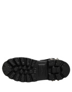 Black Stud Platform Combat High Boots Shoes