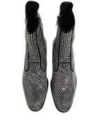Black Crystal Embellished Ankle Boots Shoes