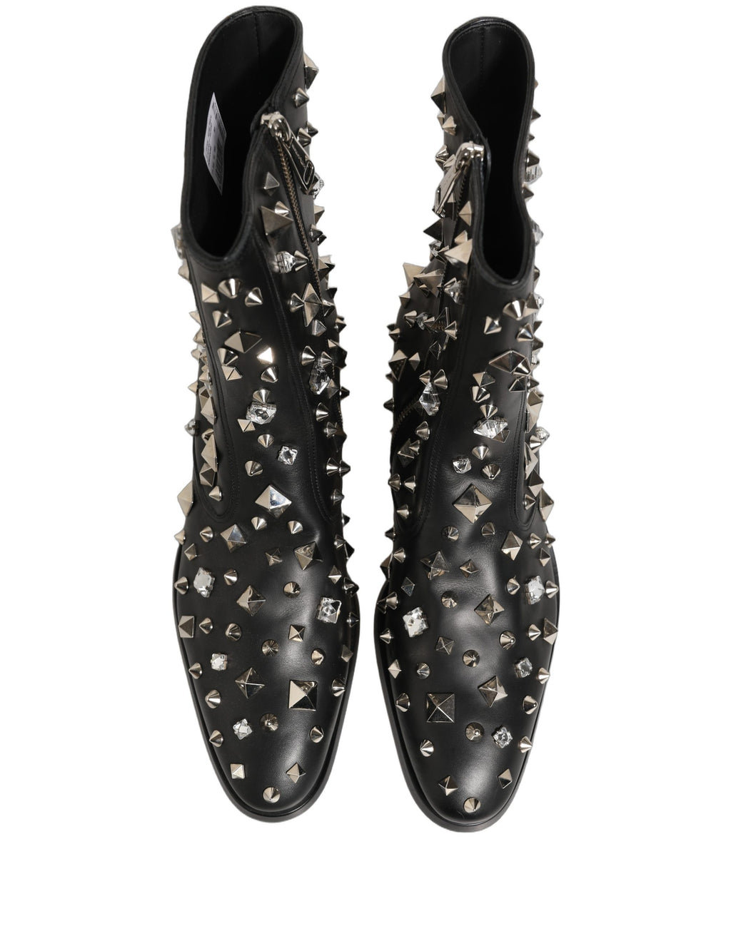 Black Crystal Embellished Short Boots Shoes