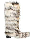 Multicolor Knee High Faux Fur Boots Shoes