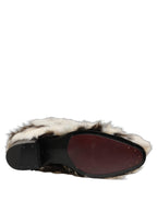 Multicolor Knee High Faux Fur Boots Shoes