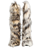 Multicolor Knee High Faux Fur Boots Shoes