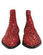 Red Embellished Chelsea Ankle Boots Shoes