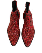 Red Embellished Chelsea Ankle Boots Shoes
