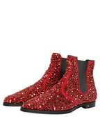Red Embellished Chelsea Ankle Boots Shoes