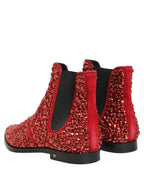 Red Embellished Chelsea Ankle Boots Shoes