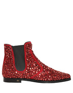 Red Embellished Chelsea Ankle Boots Shoes