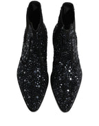 Black Embellished Chelsea Ankle Boots Shoes