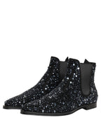 Black Embellished Chelsea Ankle Boots Shoes