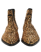 Gold Embellished Chelsea Ankle Boots Shoes