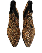 Gold Embellished Chelsea Ankle Boots Shoes