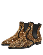 Gold Embellished Chelsea Ankle Boots Shoes