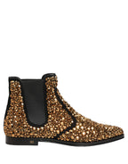 Gold Embellished Chelsea Ankle Boots Shoes