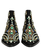 Black Embellished Chelsea Ankle Boots Shoes